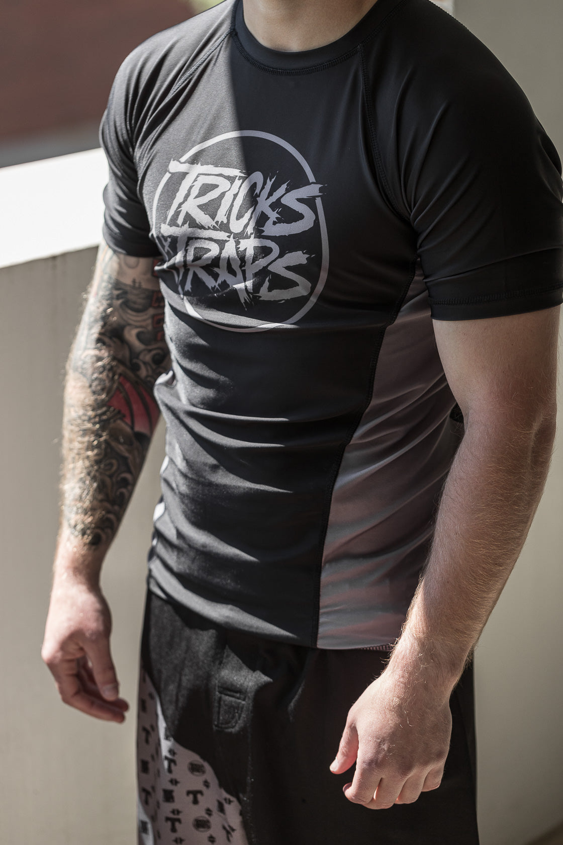 Tricks and Traps no gi jiu jitsu or MMA rash guard